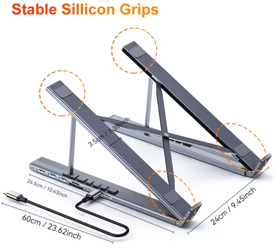 Station d'accueil USB-C 7-en-1 avec support aluminium réglable